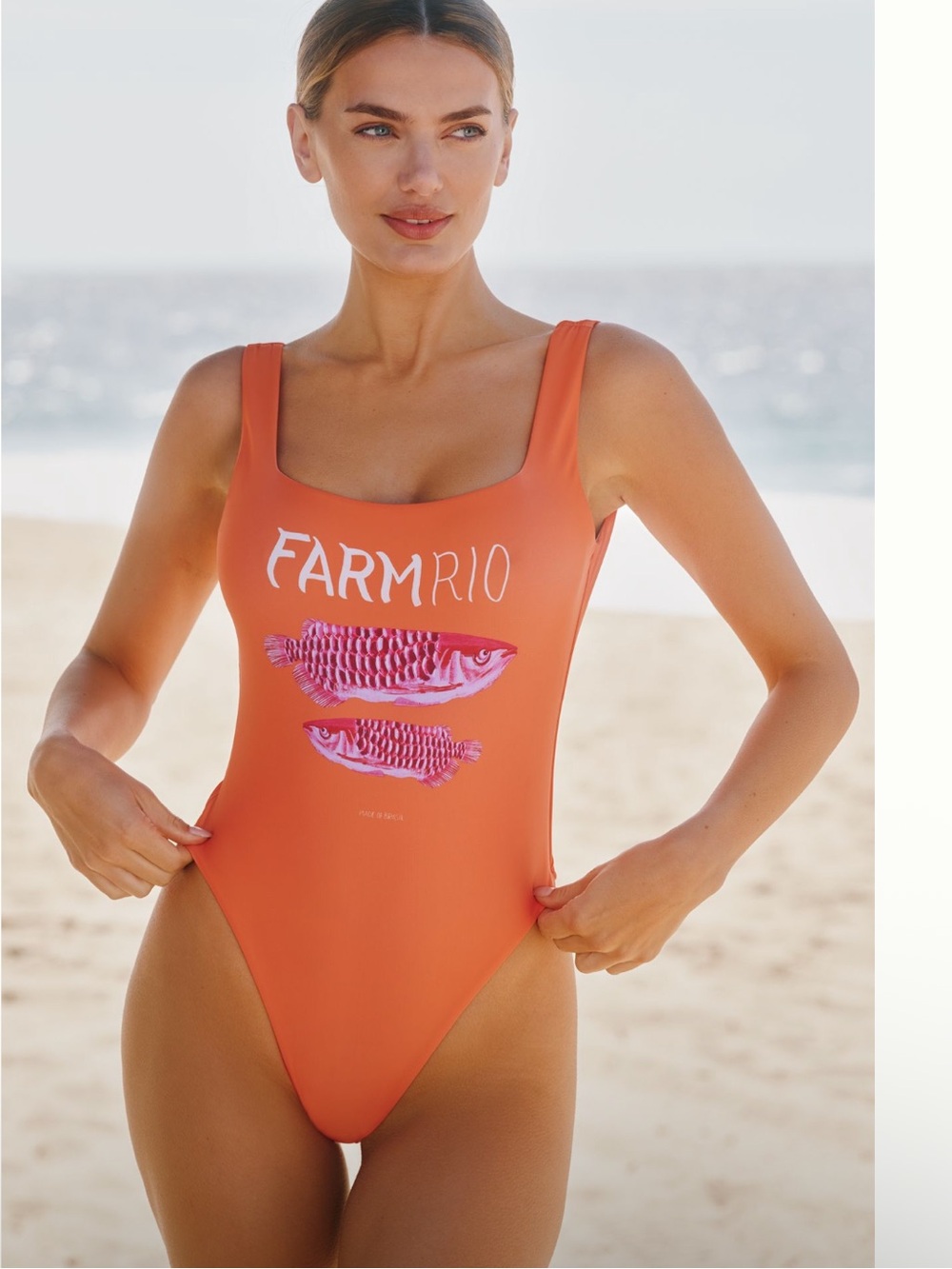 Nwt FARM Rio Bright Orange Swimwear